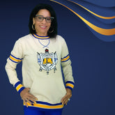 SGRho Crest Neutral Chenille Pocket Crewneck